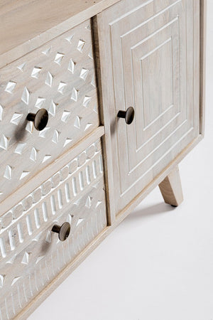 Credenza "Indira" con struttura in legno di mango, schienale in mdf, decorazioni fatte a mano