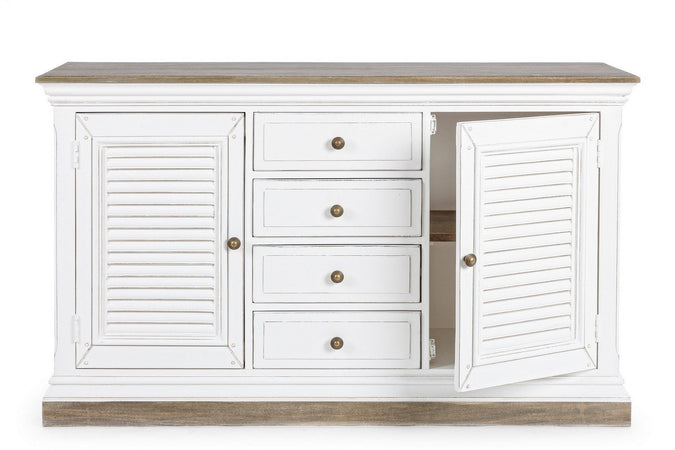 Credenza "Lincoln" in legno di mango, con schienali e laterali in mdf, finitura vernice a base d'acqua, stile rustico