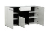 Credenza Juliette, color bianco, con struttura in truciolare rivestito, mobile in kit