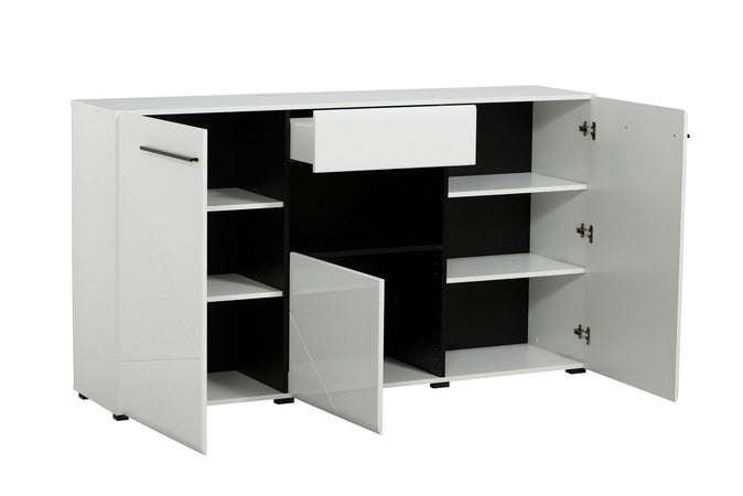 Credenza "Juliette", color bianco, con struttura in truciolare rivestito, mobile in kit