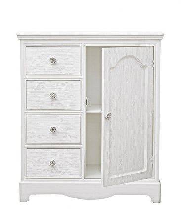 Credenza "Blanc" con struttura in MDF, finitura bianca opaca, effetto decapato, stile classico