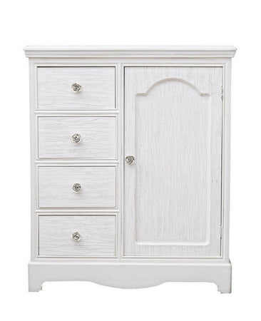 Credenza "Blanc" con struttura in MDF, finitura bianca opaca, effetto decapato, stile classico