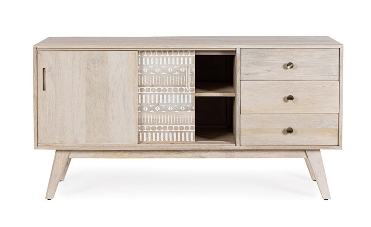 Credenza "Indira" con struttura in legno di mango, schienale in mdf, decorazioni fatte a mano