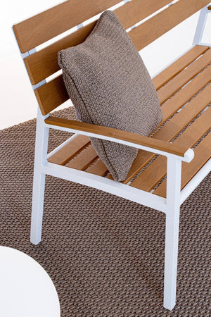 Panca da giardino "Isak" in acciaio e Poly wood, panchina per giardino e veranda verniciata a polvere