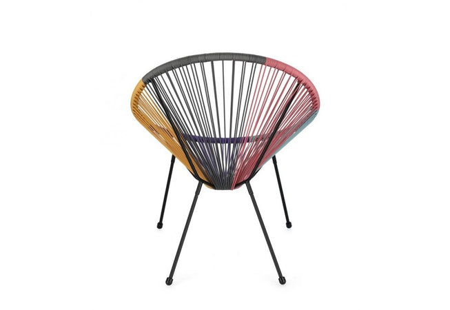 Salottino moderno "Parker" con poltrone e tavolino in corda sintetica per giardino e veranda