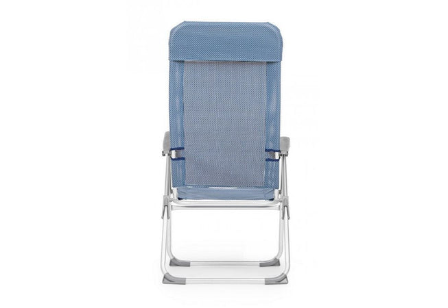 Sedia sdraio "Cross" schienale alto in alluminio e textilene colore blu da mare