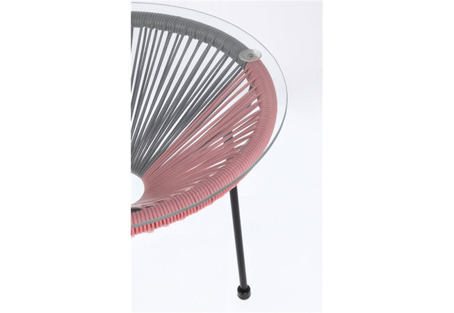 Salottino moderno "Parker" con poltrone e tavolino in corda sintetica per giardino e veranda
