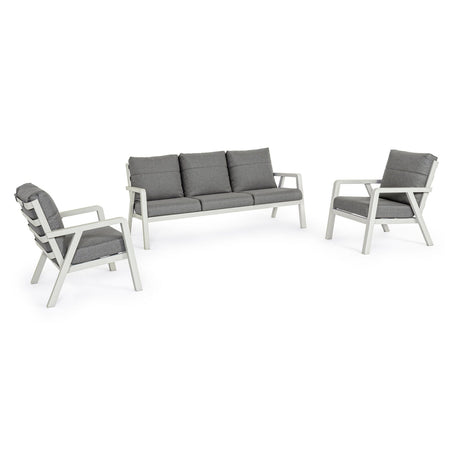 Salottino Moderno "Truman" in alluminio antiruggine con cuscini da giardino e veranda per esterno