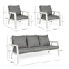 Salottino Moderno Truman in alluminio antiruggine con cuscini da giardino e veranda per esterno