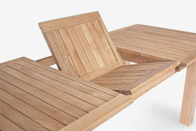 Tavolo rettangolare "Maryland" allungabile, in legno di teak SVLK, gambe solide