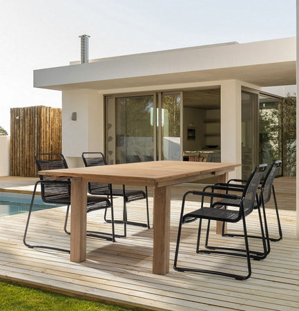 Tavolo rettangolare "Maryland" allungabile, in legno di teak SVLK, gambe solide