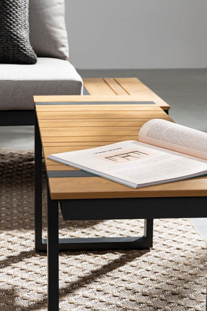 Salottino angolare "Sven" antracite, struttura in alluminio, cuscini sfoderabili in tessuto