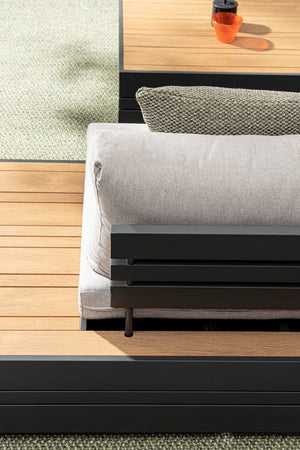 Salottino angolare "Sven" antracite, struttura in alluminio, cuscini sfoderabili in tessuto