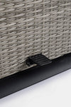 Tavolo Kent con struttura in alluminio, piano in ceramica, intreccio in fibra sintetica, per esterno