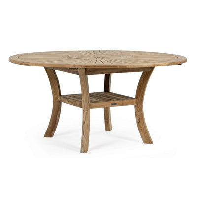 Tavolo rotondo Maryland, in legno di teak SVLK, gambe solide, per esterno da 155 cm