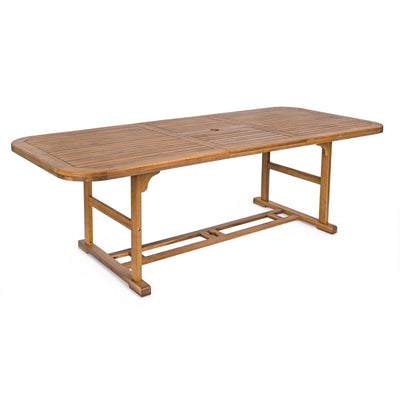 Tavolo rettangolare Noemi in legno di acacia, doppio bordo, finitura ad olio, per esterno
