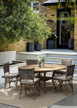 Tavolo rotondo "Maryland", in legno di teak SVLK, gambe solide, per esterno da 155 cm