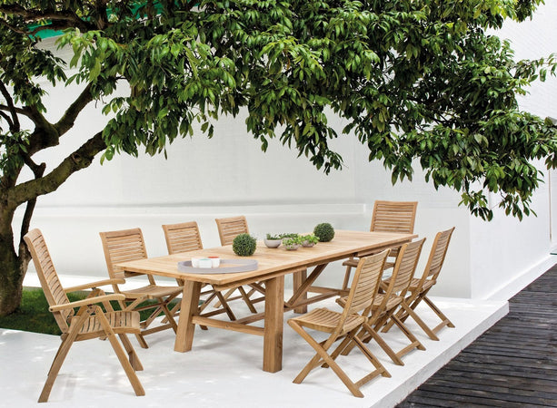 Tavolo rettangolare "Maryland" allungabile, in legno di teak SVLK, gambe solide