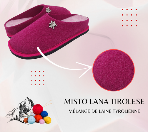 Primo Calzature Ciabatte Donna ValGardena Pantofole Invernali da Casa in Lana, Suola in Feltro con Plantare Estraibile