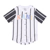 KARL KANI Casacca Bottoni Uomo Serif Striped Block Baseball Shirt White/black da uomo
