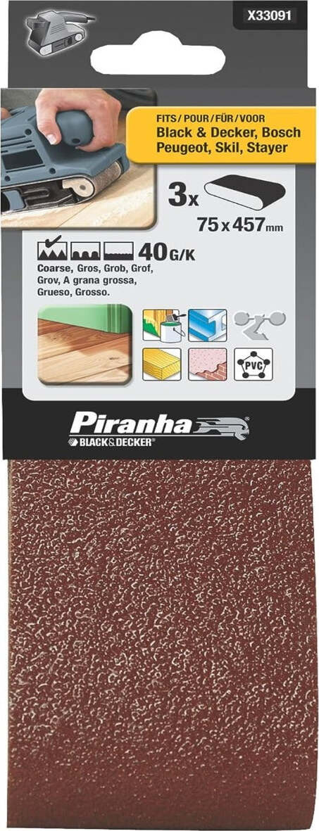 BLACK&DECKER---NASTRO-ABRASIVO-457X75MM-GRANA-40-3PZ