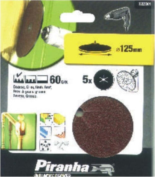 BLACK&DECKER---PIRANHA---5-DISCHI-ROTONDI-IN-CORINDONE-Ø115x5MM---GRANA-80