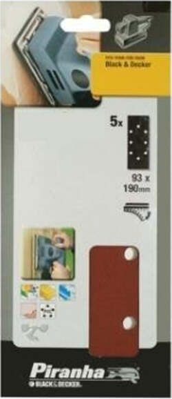 BLACK&DECKER---PIRANHA---5-FOGLI-ABRASIVI-RETTANGOLARI-PER-LEVIGATRICE-ORBITALE---CON-FELTRO