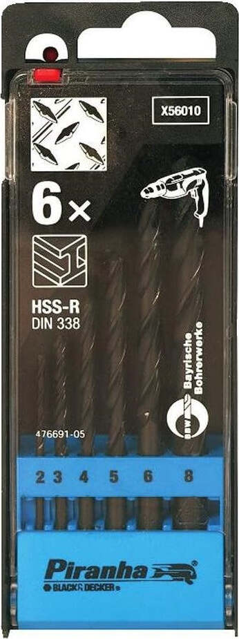 BLACK&DECKER---SET-6-PUNTE-HSS-PER-METALLO-2/8MM