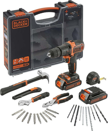 BLACK&DECKER---TRAPANO-AVVITATORE-A-PERCUSSIONE-CON-DOPPIA-BATT-18V-1,5Ah-+-ACCESSORI-BDCHD18BOHA-QW