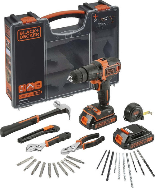 BLACK&DECKER---TRAPANO-AVVITATORE-A-PERCUSSIONE-CON-DOPPIA-BATT-18V-1,5Ah-+-ACCESSORI-BDCHD18BOHA-QW