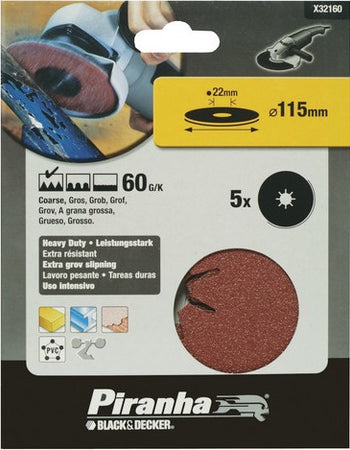 BLACK&DECKER-PIRANHA-5-DISCHI-ABRASIVI-PER-ANGOLARI-mm-115-GRANA-60-X32160-XJ
