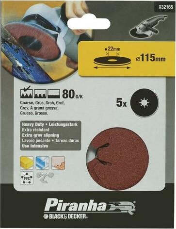 BLACK&DECKER-PIRANHA-5-DISCHI-ABRASIVI-PER-ANGOLARI-mm-115-GRANA-80-X32165-XJ