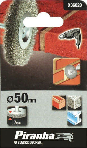 BLACK&DECKER-PIRANHA-SPAZZOLA-CIRCOLARE-mm-50-IN-ACCIAIO-PER-TRAPANI-X36020