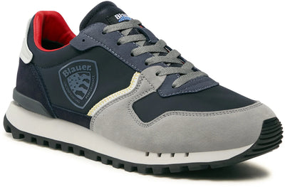 Blauer Sneakers Uomo Pelle Scamosciata E Nylon Nuova Collezione Scarpe Da Ginnastica Casual Fashion Lacci E Fondo In Gomma Bicolore