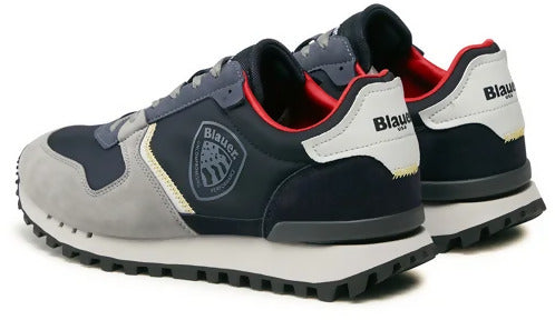 Blauer Sneakers Uomo Pelle Scamosciata E Nylon Nuova Collezione Scarpe Da Ginnastica Casual Fashion Lacci E Fondo In Gomma Bicolore