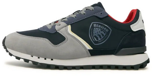 Blauer Sneakers Uomo Pelle Scamosciata E Nylon Nuova Collezione Scarpe Da Ginnastica Casual Fashion Lacci E Fondo In Gomma Bicolore