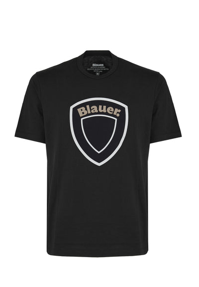 T-shirt uomo Blauer Hallet nera con stampa e logo sul petto