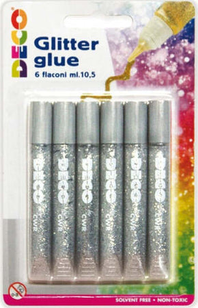 Blister colla glitter - 10 5 ml - argento - Deco - conf. 6 pezzi Casa e cucina/Hobby creativi/Materiali per hobby creativi/Glitter Eurocartuccia - Pavullo, Commerciovirtuoso.it