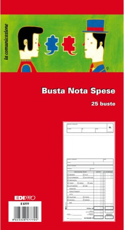 Blocco buste nota spese - 28 x 15cm - Edipro - conf. 25 buste Cancelleria e prodotti per ufficio/Archivio ufficio e accessori per scrivania/Modulistica e conservazione registri/Libri e registri contabili Eurocartuccia - Pavullo, Commerciovirtuoso.it
