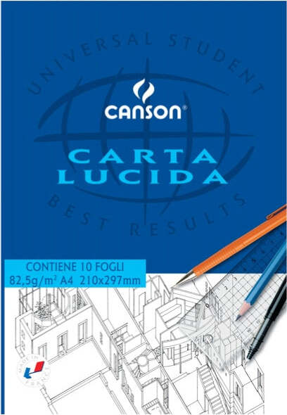 Blocco carta lucida - 210x297mm - 10 fogli - 80gr - uso manuale - Canson [multipack] 25 pezzi Casa e cucina/Hobby creativi/Disegno/Carta per applicazioni artistiche/Carta da lucidi Eurocartuccia - Pavullo, Commerciovirtuoso.it
