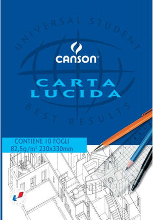 Blocco carta lucida - 230x330mm - 10 fogli - 80gr - uso manuale - Canson [multipack] 25 pezzi Casa e cucina/Hobby creativi/Disegno/Carta per applicazioni artistiche/Carta da lucidi Eurocartuccia - Pavullo, Commerciovirtuoso.it