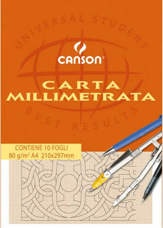 Blocco carta opaca millimetrata - 210x297mm - 10 fogli - 80gr - Canson [multipack] 25 pezzi Casa e cucina/Hobby creativi/Disegno/Carta per applicazioni artistiche/Carta da lucidi Eurocartuccia - Pavullo, Commerciovirtuoso.it