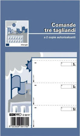 Blocco comande a 3 tagliandi - 25-25 fogli autoricalcanti - 17 x 9 9cm - Edipro [multipack] 20 pezzi Cancelleria e prodotti per ufficio/Archivio ufficio e accessori per scrivania/Modulistica e conservazione registri/Libri e registri contabili Eurocartuccia - Pavullo, Commerciovirtuoso.it