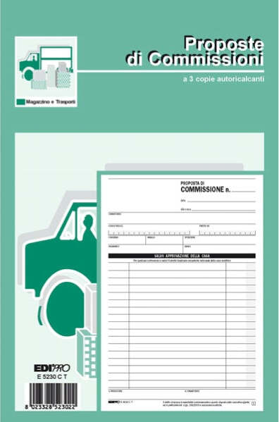 Blocco copia commissioni - 3 copie autoricalcanti - 23 x15 cm - 33 fogli - Edipro Cancelleria e prodotti per ufficio/Archivio ufficio e accessori per scrivania/Modulistica e conservazione registri/Libri e registri contabili Eurocartuccia - Pavullo, Commerciovirtuoso.it