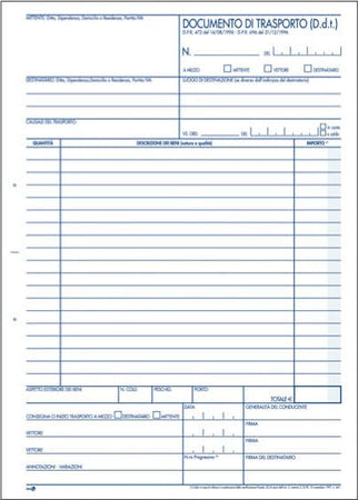 Blocco DDT - 225 x 297mm - 50 x 3 copie - BM [multipack] 5 pezzi Cancelleria e prodotti per ufficio/Archivio ufficio e accessori per scrivania/Modulistica e conservazione registri/Libri e registri contabili Eurocartuccia - Pavullo, Commerciovirtuoso.it
