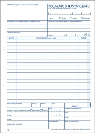 Blocco DDT - 225 x 297mm - 50 x 3 copie - BM [multipack] 5 pezzi Cancelleria e prodotti per ufficio/Archivio ufficio e accessori per scrivania/Modulistica e conservazione registri/Libri e registri contabili Eurocartuccia - Pavullo, Commerciovirtuoso.it