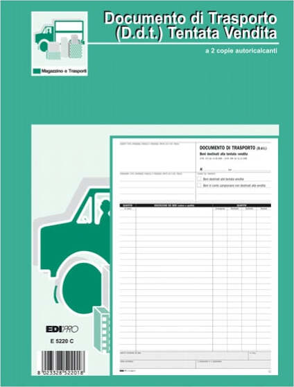 Blocco DDT carico tentata vendita - 50 fogli autoricalcanti - A4 - 29 7 x 21cm - Edipro Cancelleria e prodotti per ufficio/Archivio ufficio e accessori per scrivania/Modulistica e conservazione registri/Libri e registri contabili Eurocartuccia - Pavullo, Commerciovirtuoso.it