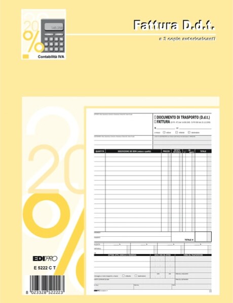 Blocco DDT-fattura - 3 copie autoricalcanti - 29 7 x 22cm - 33 fogli - Edipro Cancelleria e prodotti per ufficio/Archivio ufficio e accessori per scrivania/Modulistica e conservazione registri/Libri e registri contabili Eurocartuccia - Pavullo, Commerciovirtuoso.it