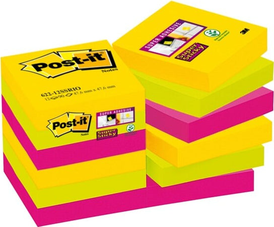 Blocco foglietti Post it Super Sticky - 622-12SS-RIO-EU - 47 6 x 47 6 mm - colore Rio de Janeiro - 90 fogli - Post it [multipack] 12 pezzi Cancelleria e prodotti per ufficio/Carta blocchi e quaderni/Blocchi appunti taccuini e diari/Blocchetti memo adesivi Eurocartuccia - Pavullo, Commerciovirtuoso.it