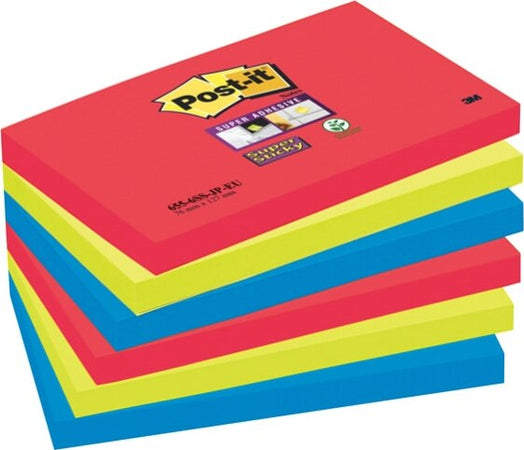 Blocco foglietti Post it Super Sticky - 655-6SS-JP - 76 x 127 mm - colore Bora Bora - 90 fogli - Post it Cancelleria e prodotti per ufficio/Carta blocchi e quaderni/Blocchi appunti taccuini e diari/Blocchetti memo adesivi Eurocartuccia - Pavullo, Commerciovirtuoso.it